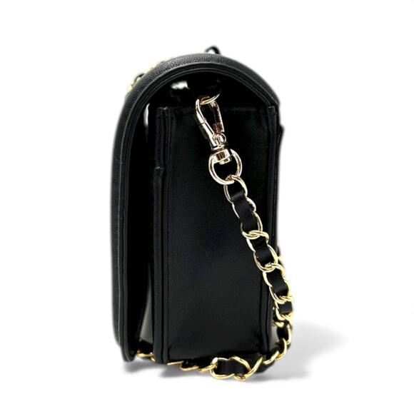 Valentino Orlandi Quilted Crossbody Bag Black Gold Chain New With Tags - Picture 5 of 9